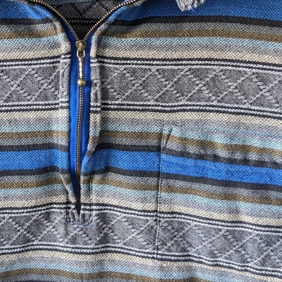 Vintage 90s Blueprint Tribal Aztec Stripe Pullover Shacket Shirt Large - Picture 2 of 6
